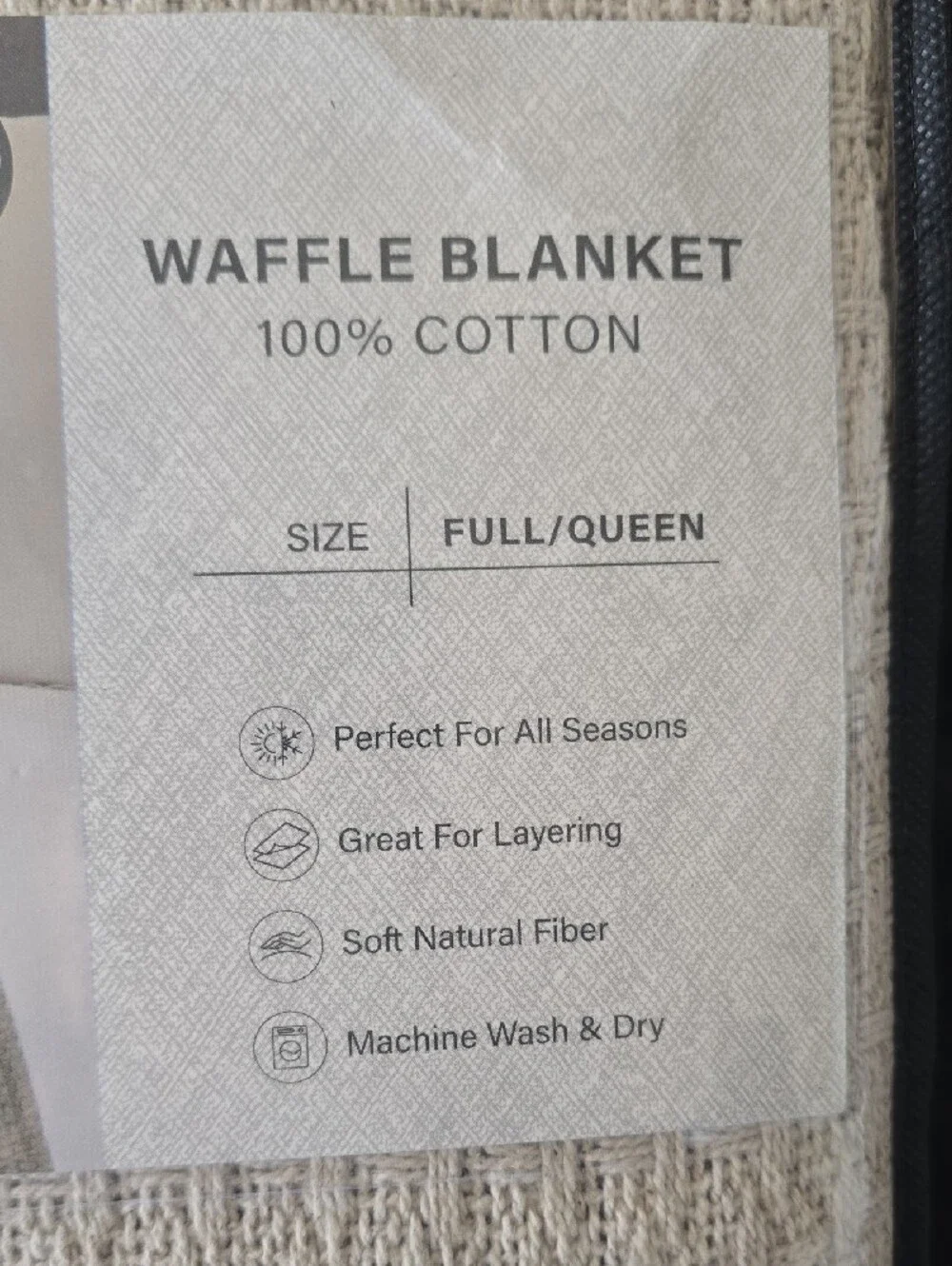 Modern Threads Oatmeal Colored Waffle 100% Cotton Blanket - Full/Queen - Picture 2 of 5